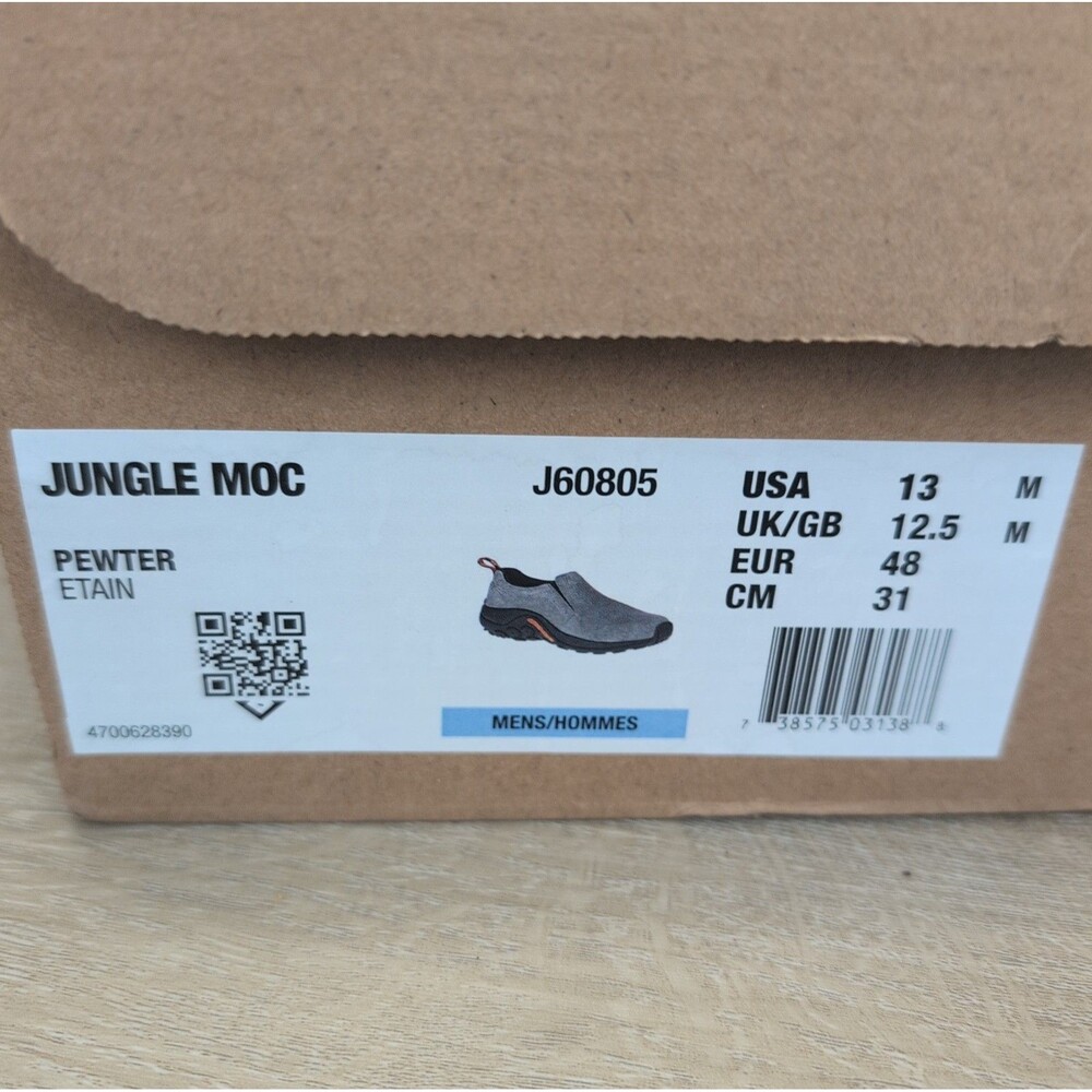 Merrell Jungle Moc Pewter Grey Men's Size 13 Hiking Trail Shoes J60805 New - Picture 2 of 7